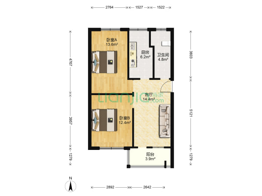 城东路115号院 2室1厅1卫 68平方