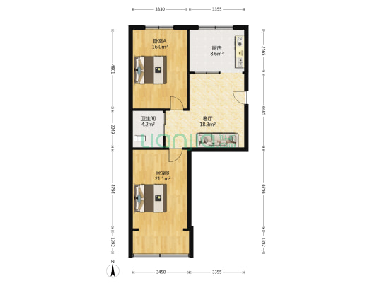 状元楼 2室1厅1卫 81平方