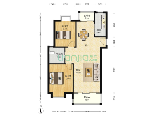 水清嘉苑 2室1厅1卫 99平方