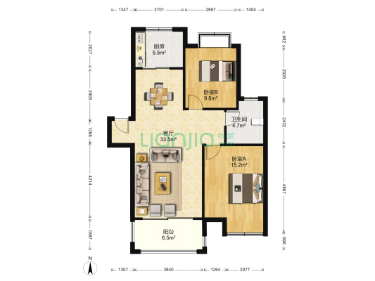 星运丽园 2室1厅1卫 86平方