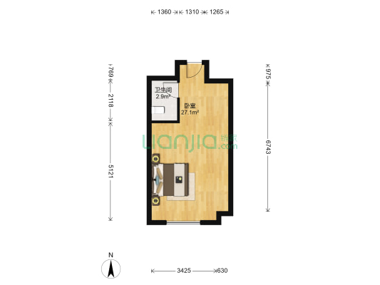 绿地云创公馆 1室0厅1卫 54平方