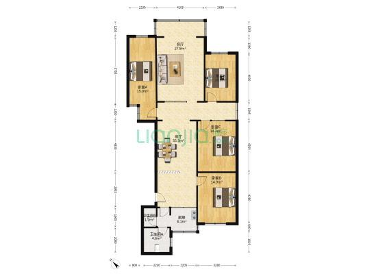 西安路一段142号 4室2厅2卫 152平方