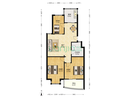 锦绣家园 3室1厅1卫 94平方