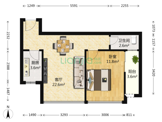 正虹广场 1室1厅1卫 65平方