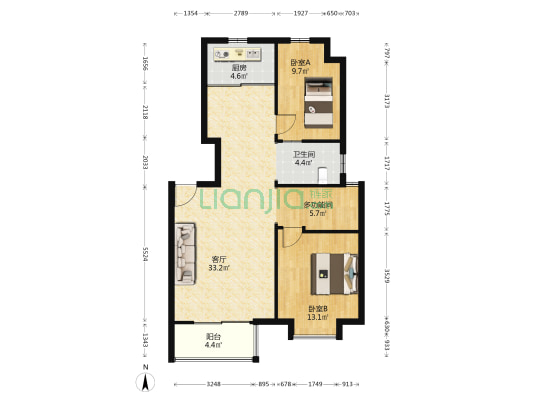 湖滨丽景 3室1厅1卫 95平方
