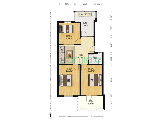 东仓门15号 3室1厅1卫 81平方