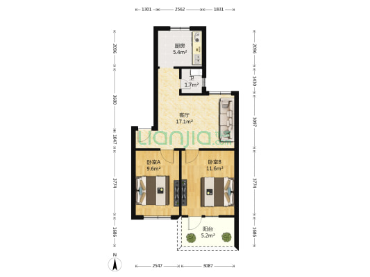 燃灯寺北街29号 2室1厅1卫 66平方