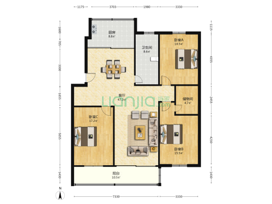 文峰北苑 3室1厅1卫 143平方