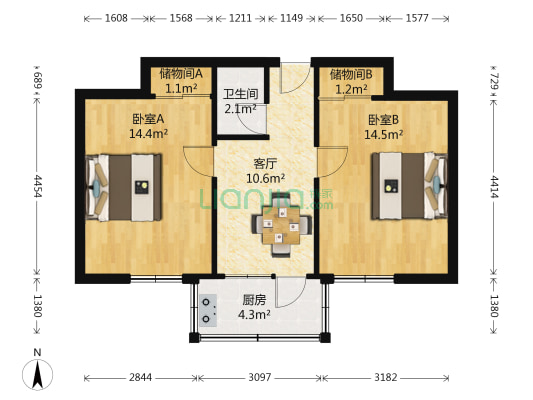 宾水东里 2室1厅1卫 65平方