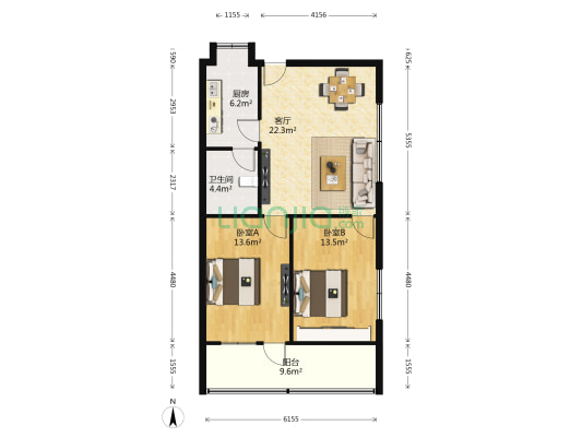 南站住宅小区 2室1厅1卫 84平方