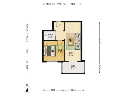 汽车厂50街区 1室1厅1卫 46平方