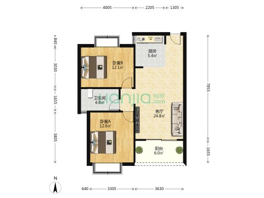 保利崖州湾 2室1厅1卫 88平方