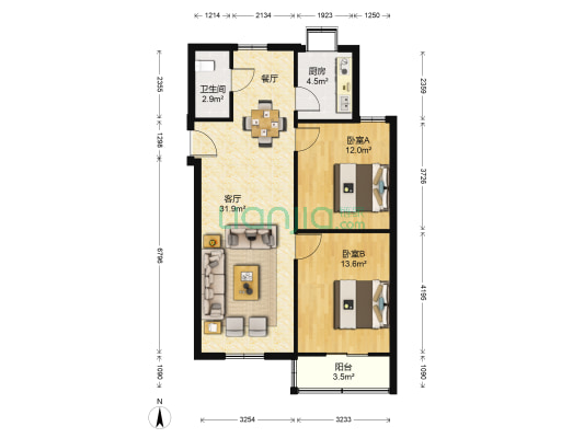 铭新巷小区 2室1厅1卫 77平方