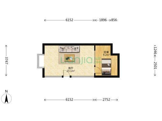 时尚家园 1室1厅0卫 47平方
