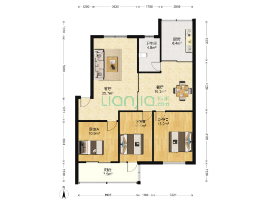 康建公寓 3室2厅1卫 112平方