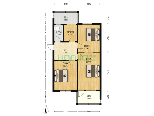 望岭东路35号地质西院 3室1厅1卫 72平方