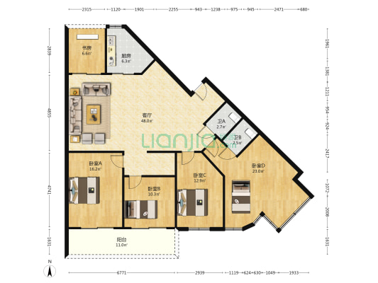 昌华苑 5室1厅2卫 159平方