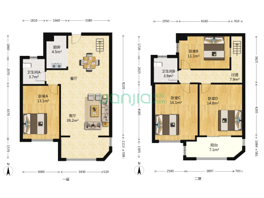 阳光凡尔赛宫B2区 4室1厅2卫 119平方
