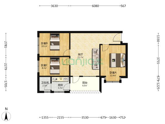 星光大道 3室1厅1卫 74平方