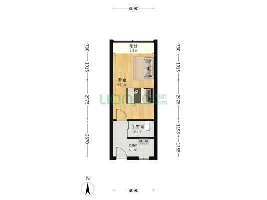 长江大楼 1室0厅1卫 34平方
