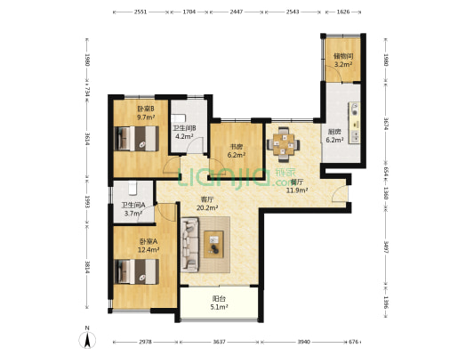 恒大御景北区 3室2厅2卫 123平方