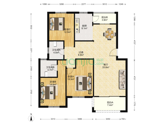 宝华海滨庄园 3室1厅2卫 138平方