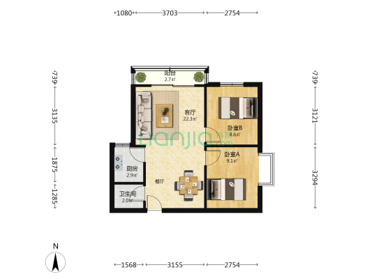 盈福楼 2室1厅1卫 59平方