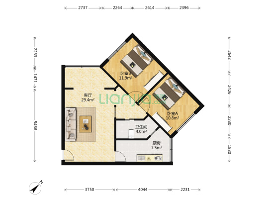 青羊上街138号 2室1厅1卫 73平方