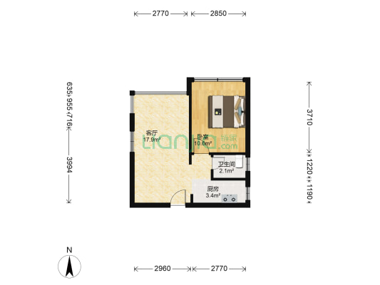 雅颂居 1室1厅1卫 42平方