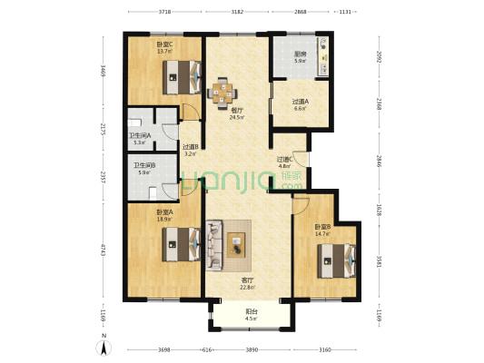 国仕汇 3室2厅2卫 176平方