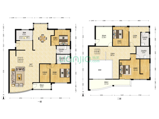 万安家园 4室1厅4卫 206平方