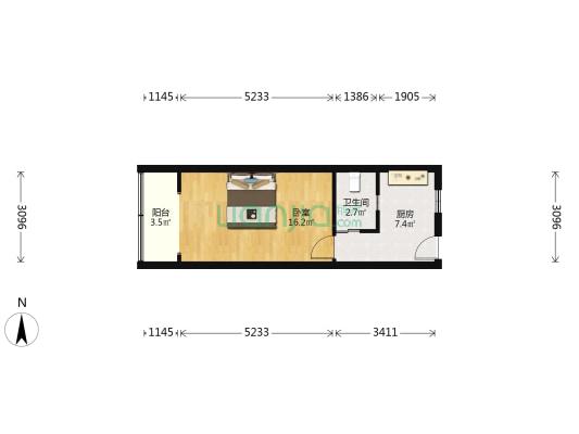 兰溪路224号 1室0厅1卫 38平方