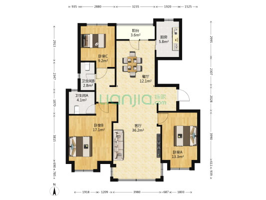 锦绣江山花园西苑 3室2厅2卫 123平方