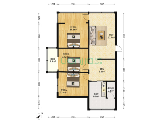 春蚕巷 3室2厅1卫 110平方
