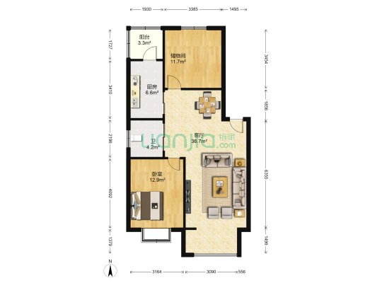 假日小城 1室1厅1卫 93平方