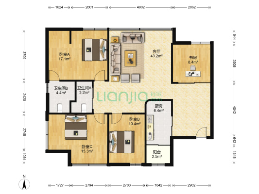 海壇山荘 4室1厅2卫 142平方