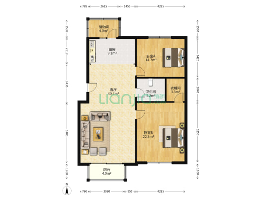 哈师大职工住宅(卓展路) 2室1厅1卫 129平方