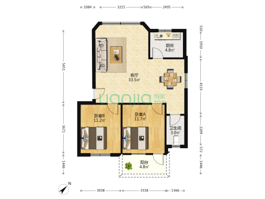 明秀西园 2室1厅1卫 82平方