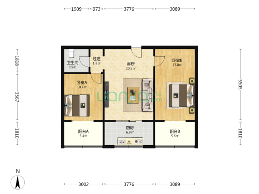 西安经济技术开发区四水厂家属院 2室1厅1卫 87平方