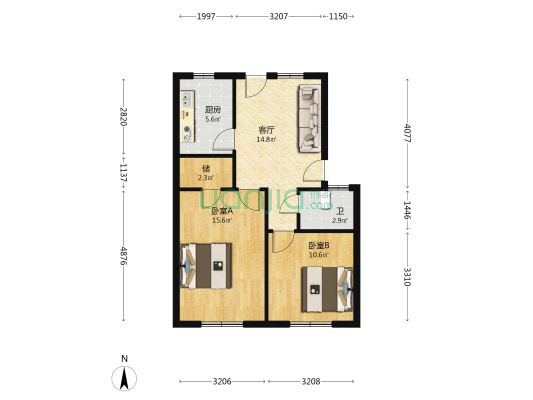 巢湖路水利局宿舍 2室1厅1卫 58平方