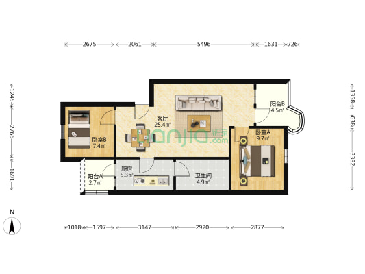 成丰花园 2室1厅1卫 70平方