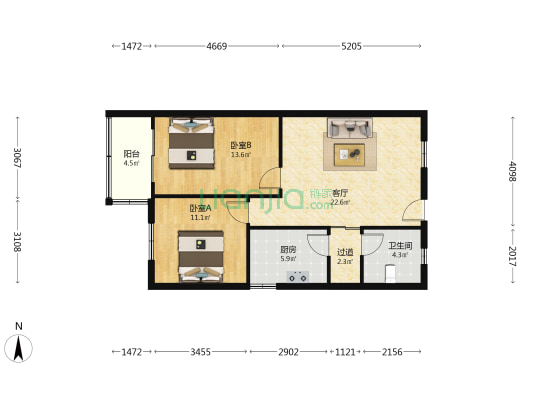 郑新里104号院 2室1厅1卫 82平方
