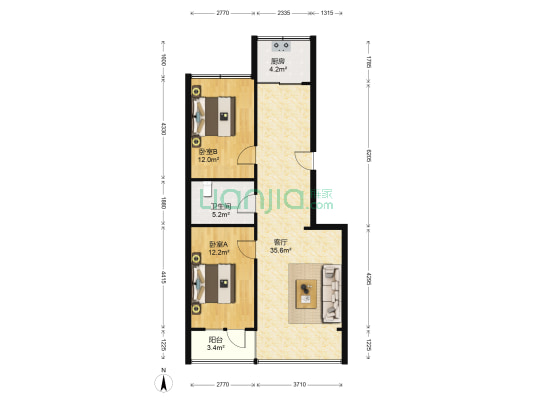 怡景苑 2室1厅1卫 93平方