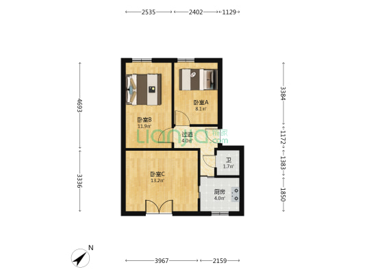 成勘大院 3室0厅1卫 58平方