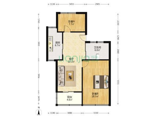 水狮营巷 2室1厅1卫 74平方