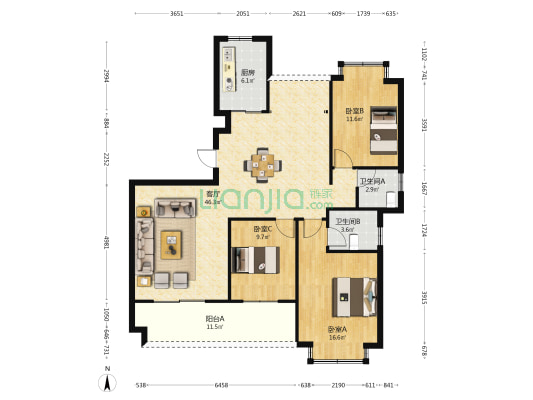 熠辉豪庭 3室1厅2卫 139平方