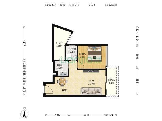 云顶澜山南区 1室1厅1卫 52平方