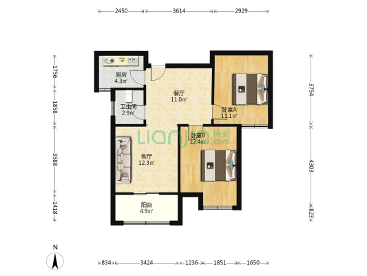 青阳秀里 2室2厅1卫 77平方