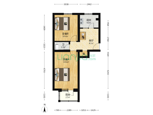 宋庄路 2室1厅1卫 53平方