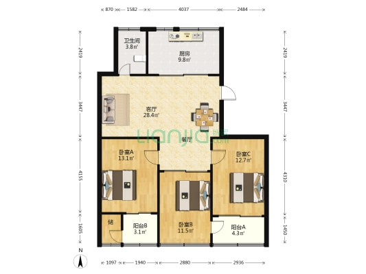 井大新村 3室1厅1卫 100平方